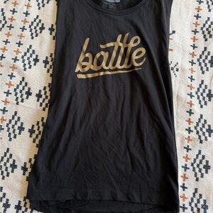 Warstic Baseball Black Muscle Tee with Gold 'battle' Print